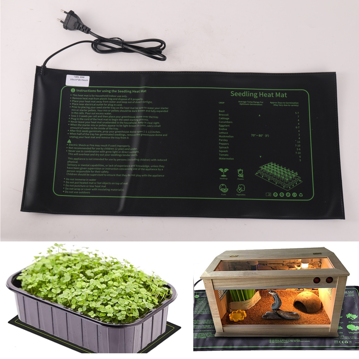 Heat Mat Seedling - 20W Seedling Heating Pad 230V Garden