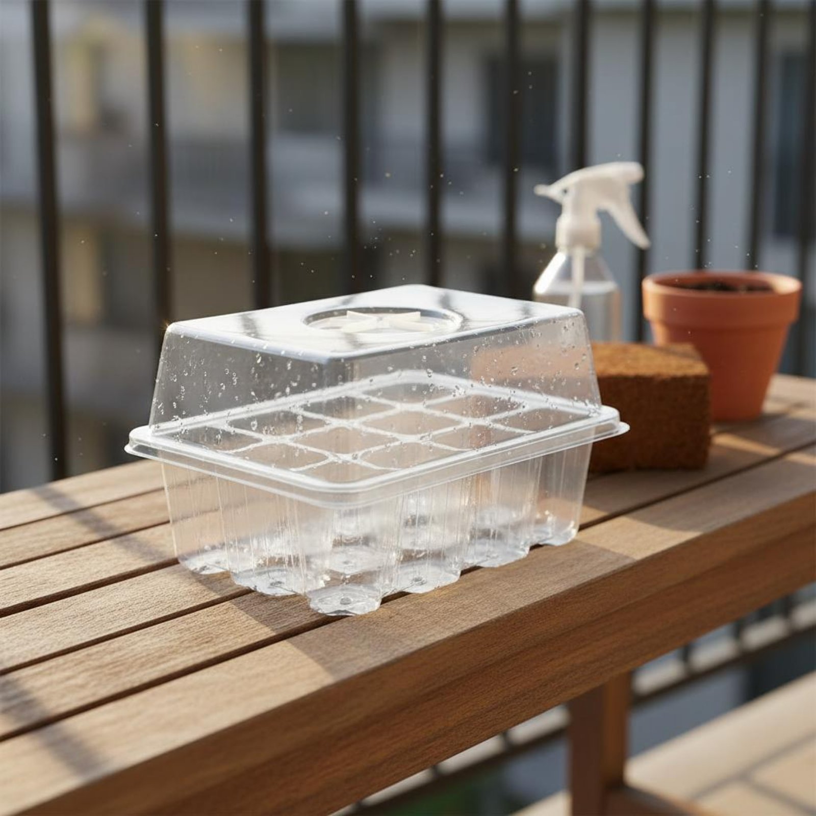 Humidity Dome Kit - 12 Compartment Germination Tray Built-in Drainage