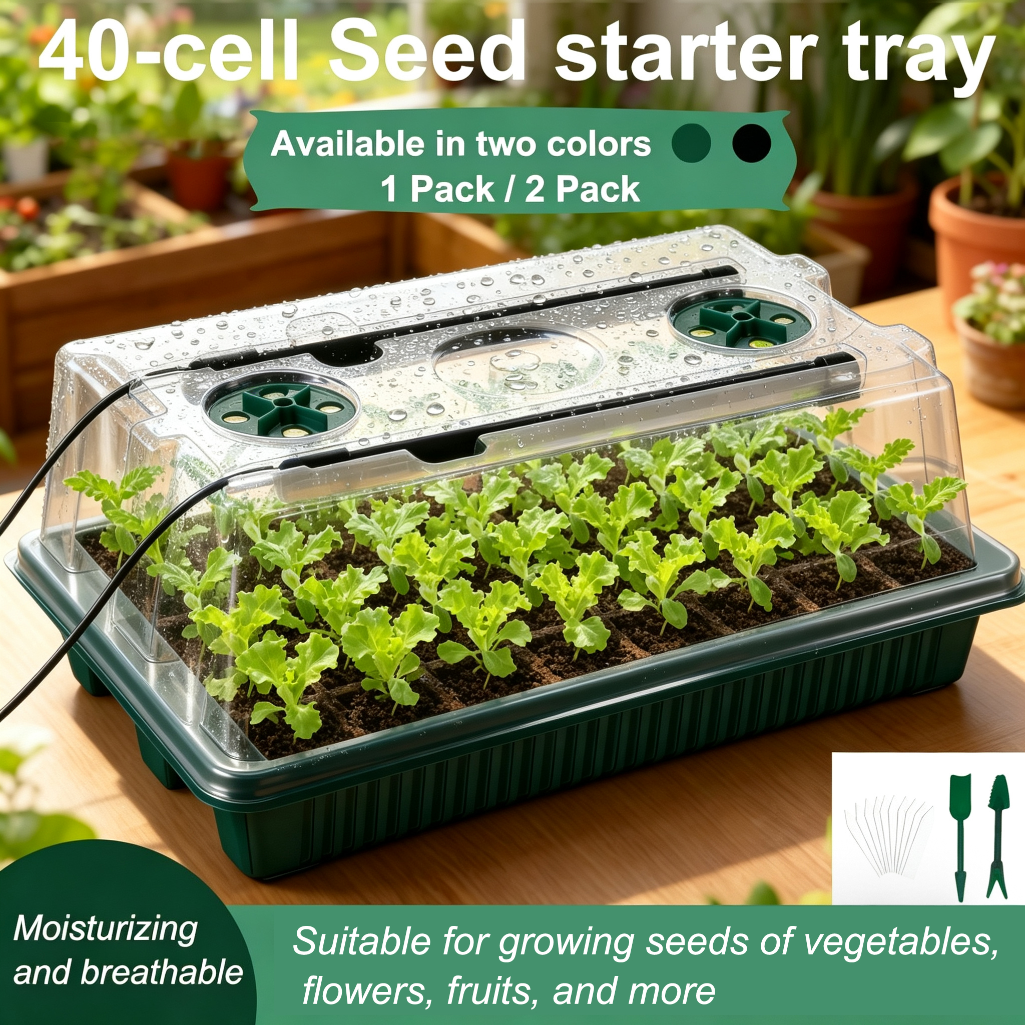 Humidity Dome Kit - Seed Starter Tray with Grow Light,1