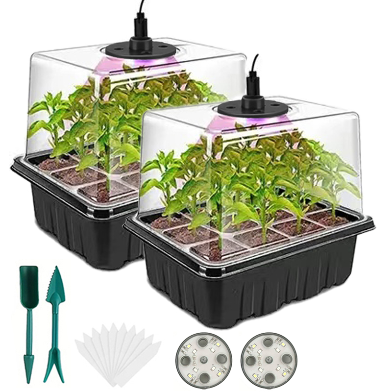 Humidity Dome Kit - Seed starter tray with grow lights,