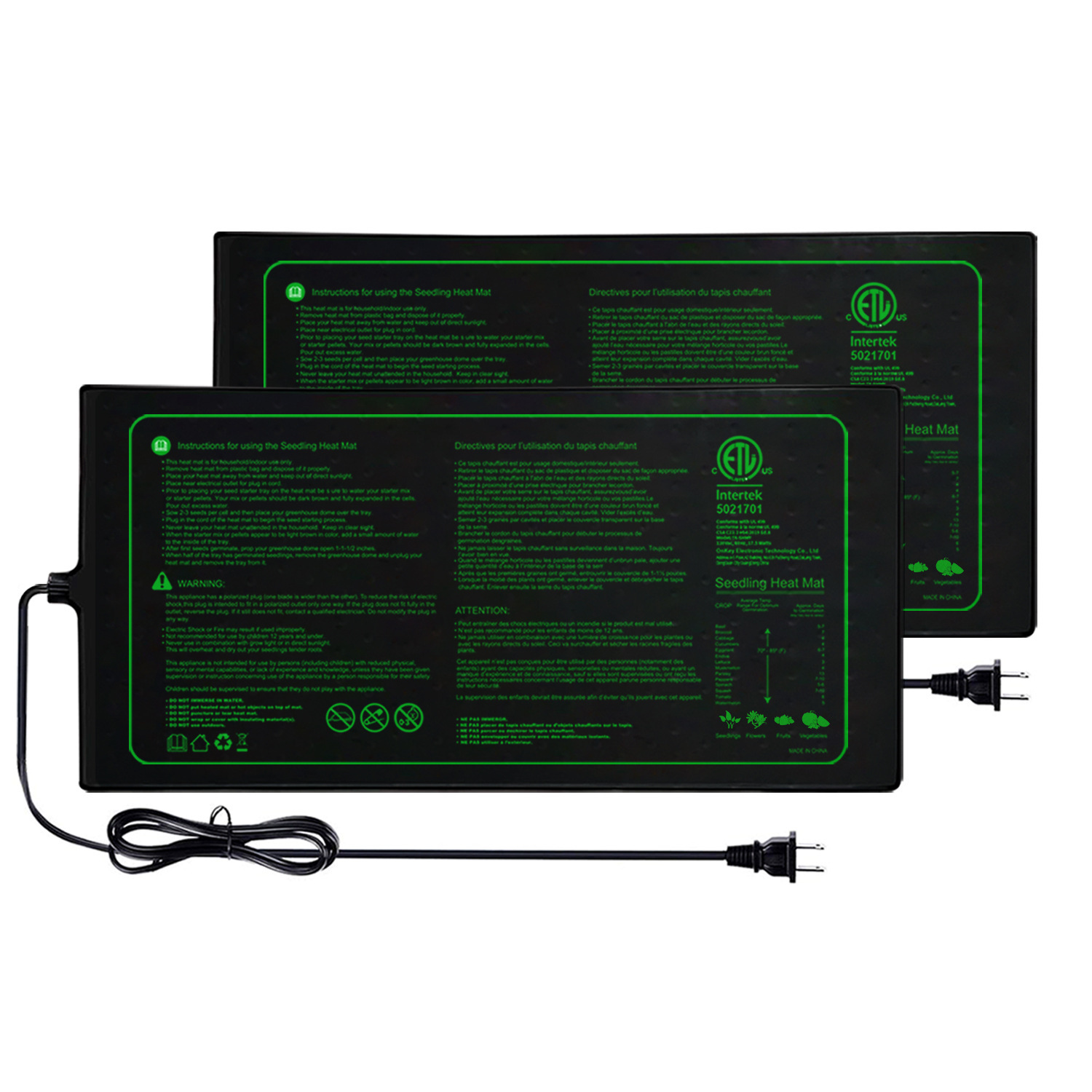 Heat Mat Seedling - Two-pack 20x10Inch Seedling Heat Mat Waterproof