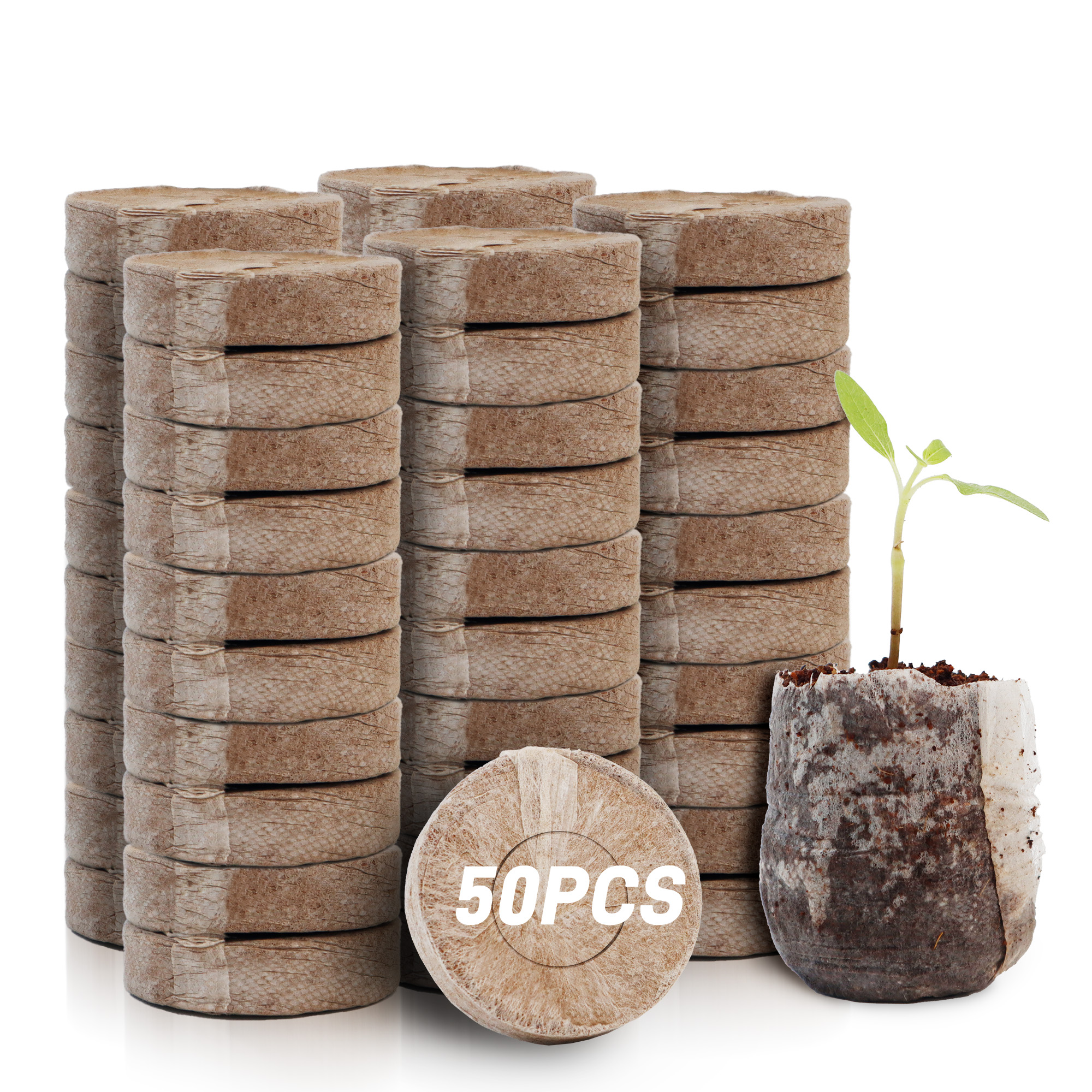 Peat Pellet Tray - 50pcs 35mm Compressed Peat Pellets Seed