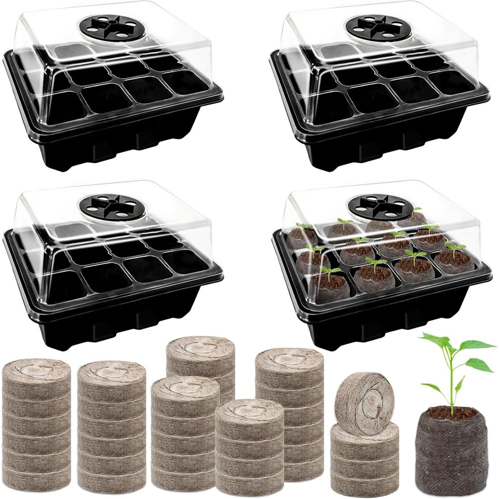 Peat Pellet Tray - 4 Pack Seed Starter Tray with