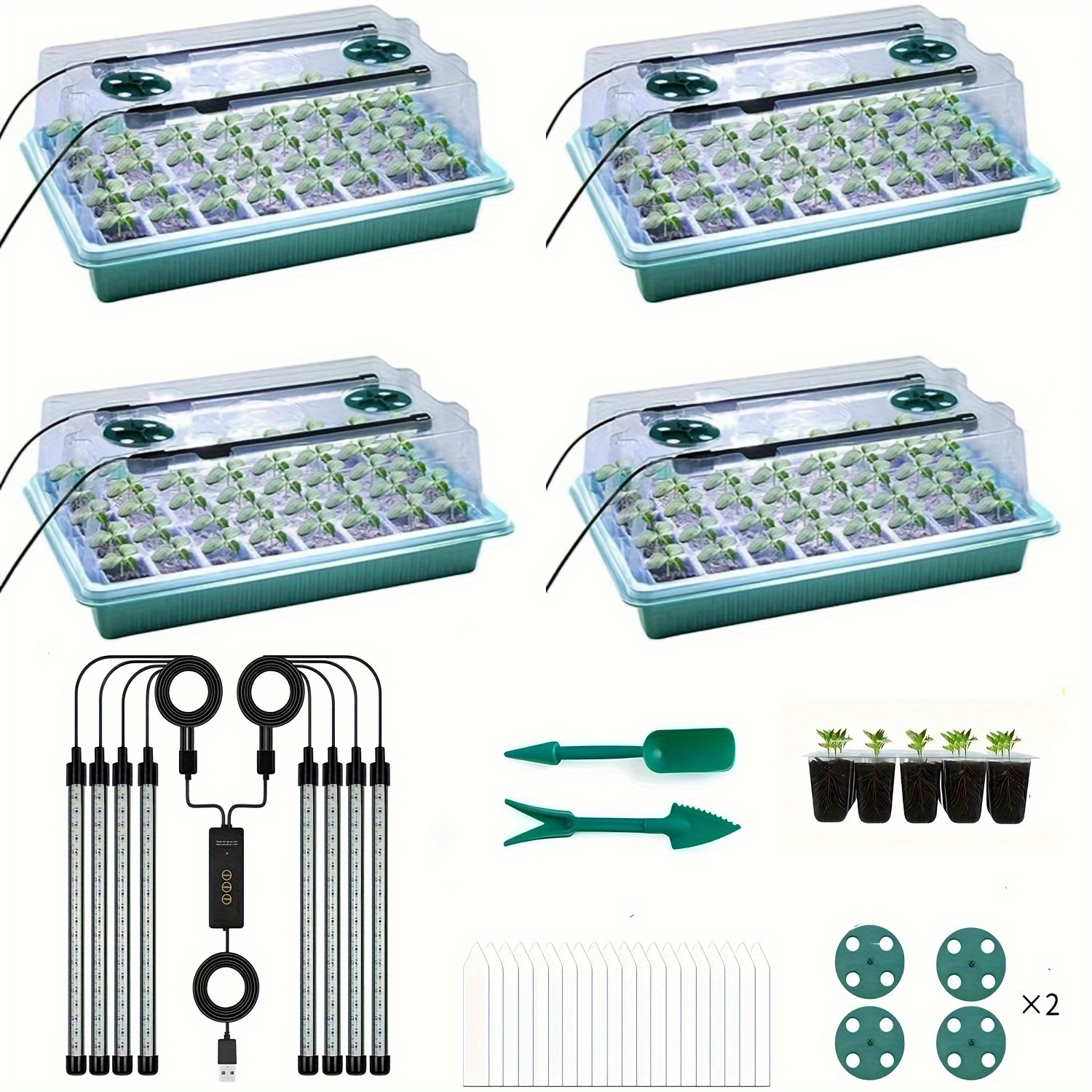 Humidity Dome Kit - 4-Pack Seed Starter Tray Kit 160