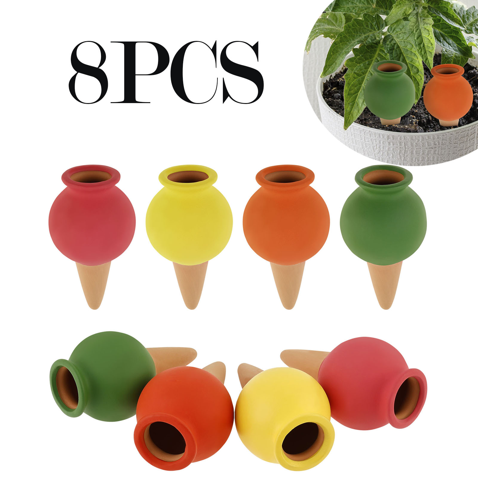 Self Watering Insert - 8Pcs Terracotta Self Watering Spikes Clay