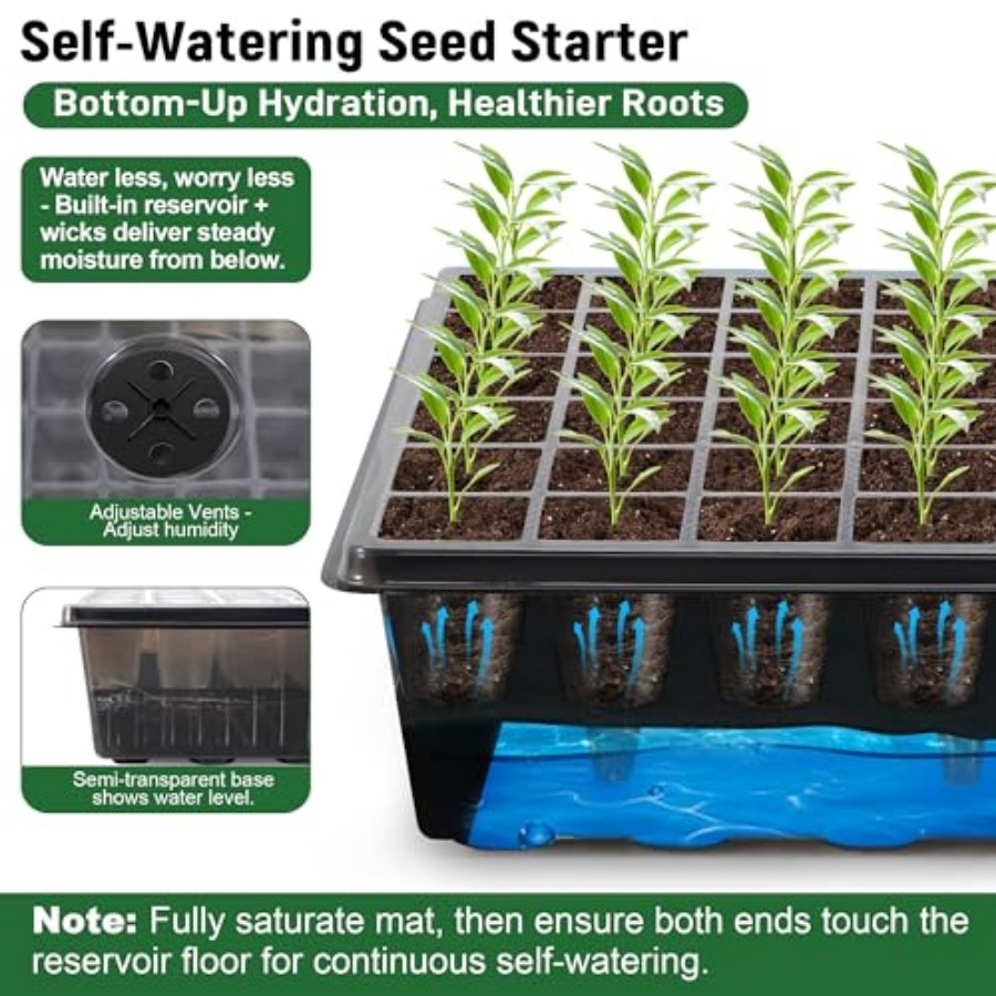 60-Cell Self-Watering Seed Sta - đánh giá và giá Humidity Dome Kit