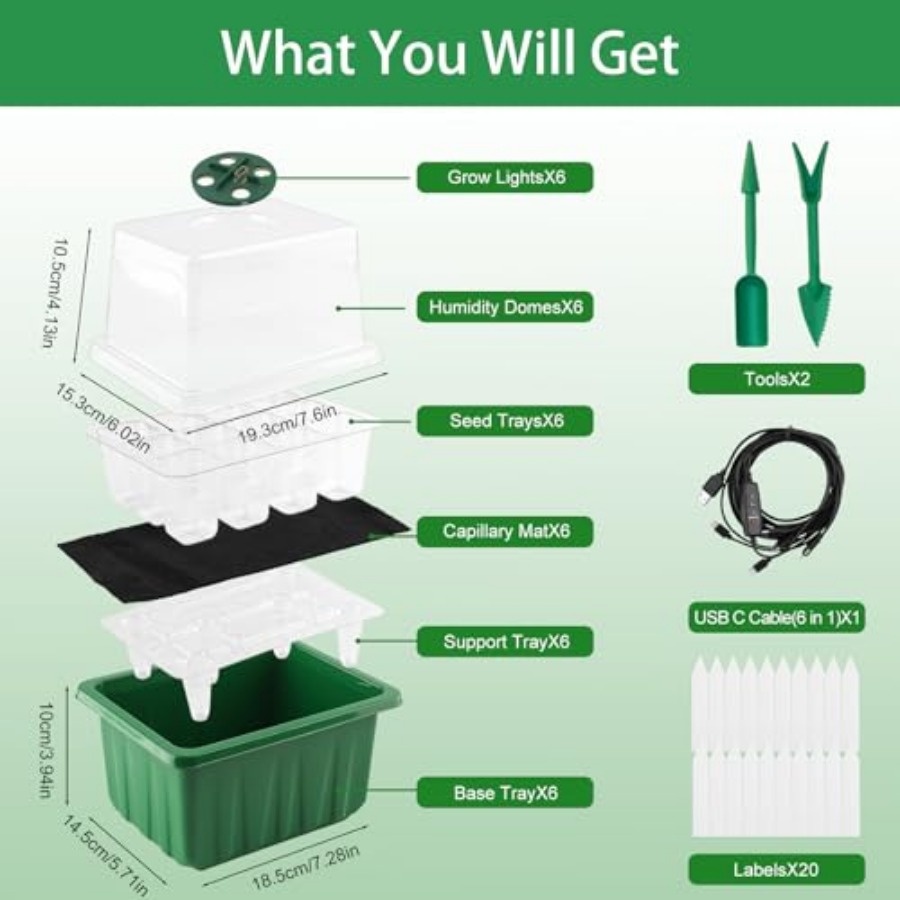 Seed Starter Tray with Light,  - đánh giá và giá Humidity Dome Kit