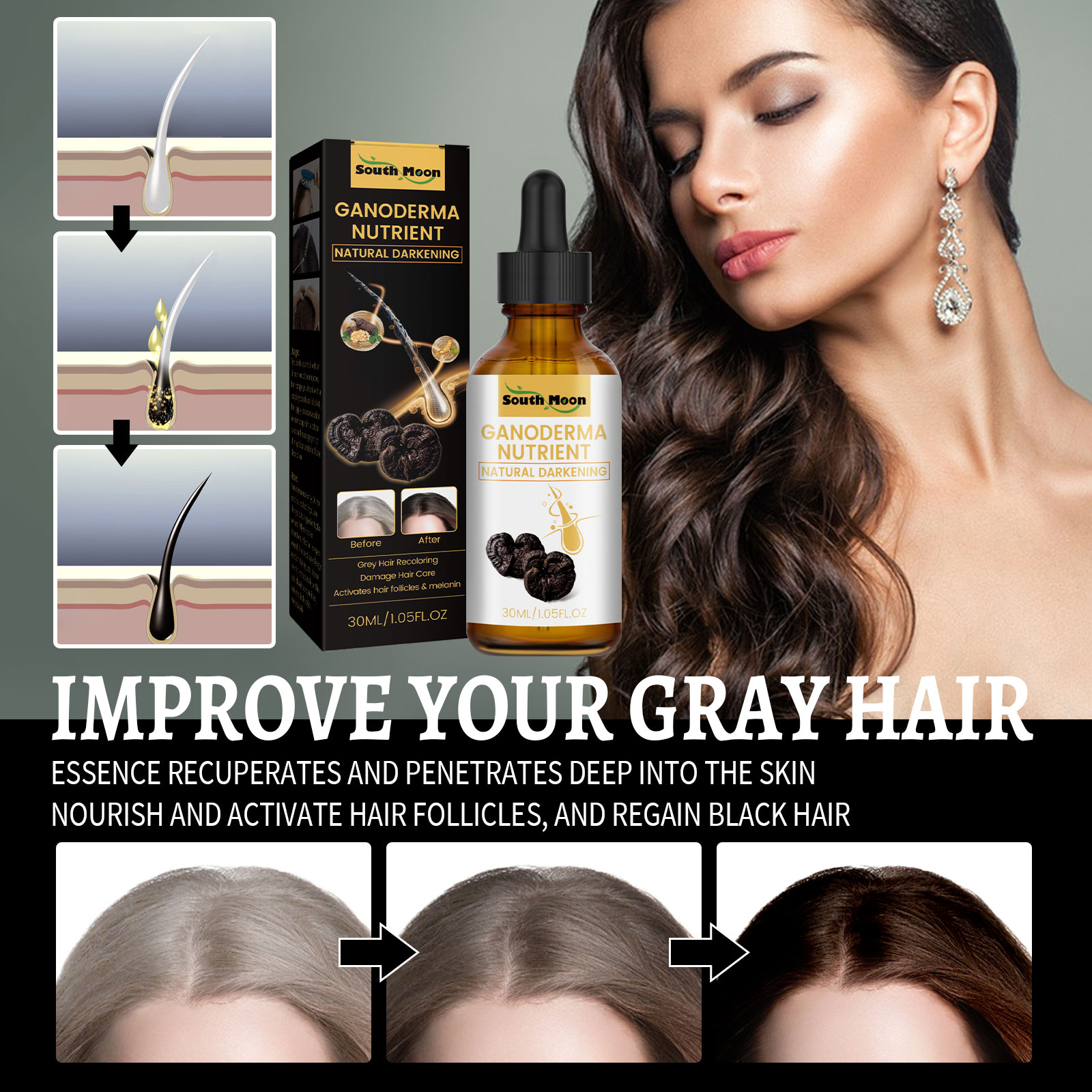 Black Ganoderma Lucidum Hair L - đánh giá và giá Root Stimulator Liquid