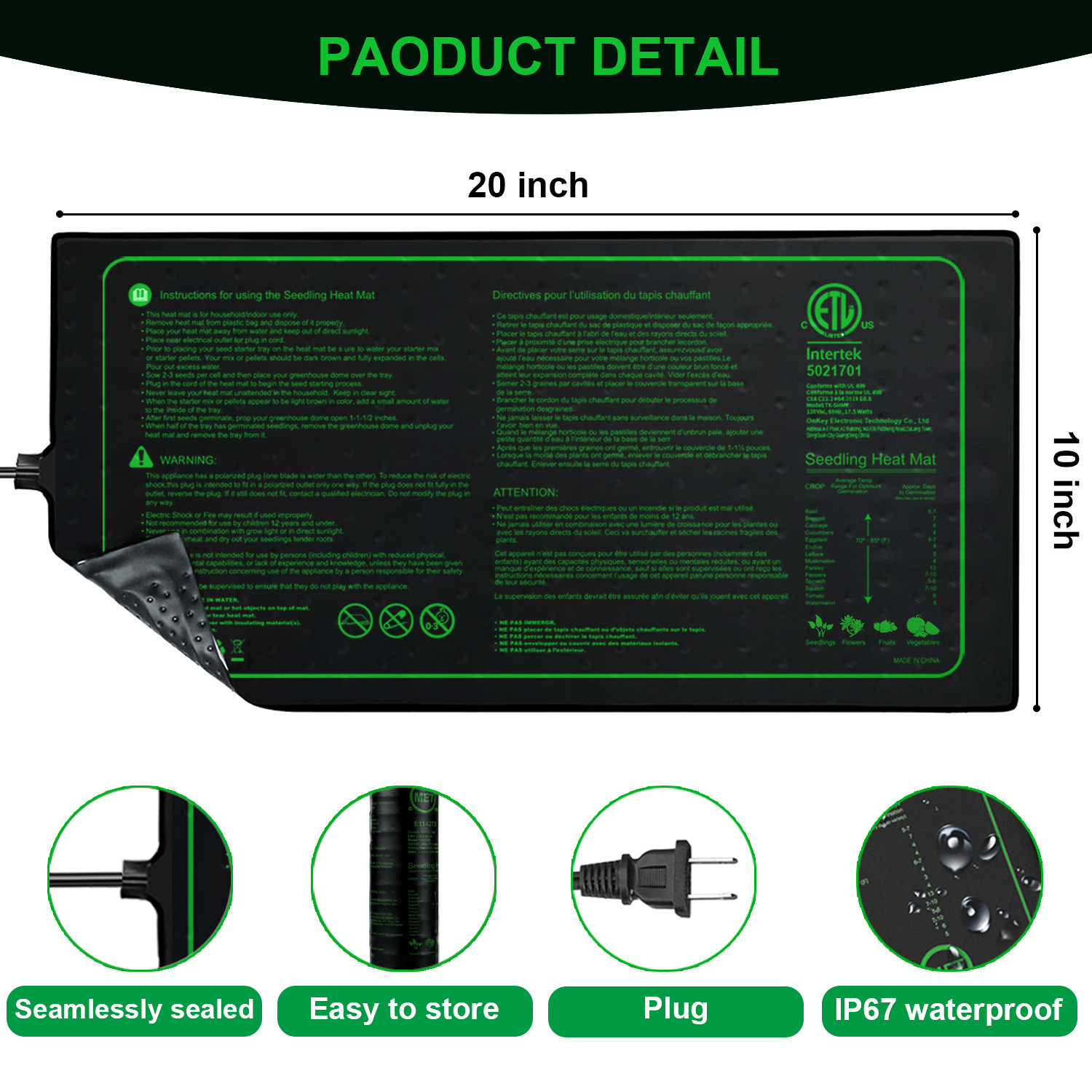 Two-pack 20x10Inch Seedling He - đánh giá và giá Heat Mat Seedling
