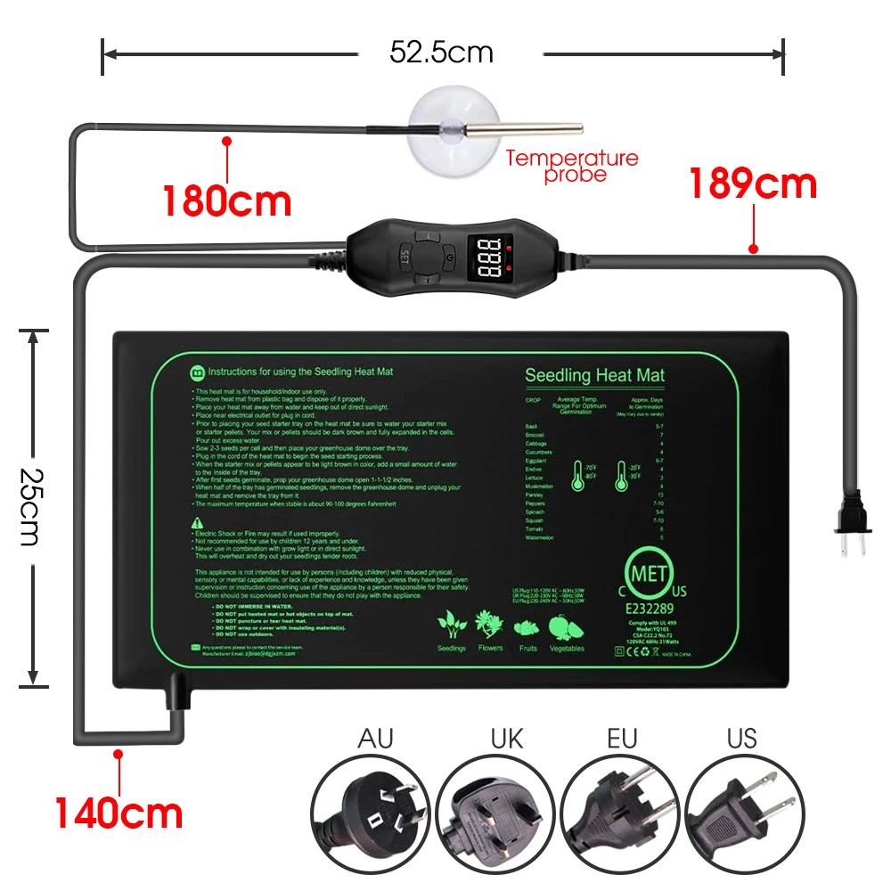 50W EU-US/UK/AU Adjustable The - đánh giá và giá Heat Mat Seedling