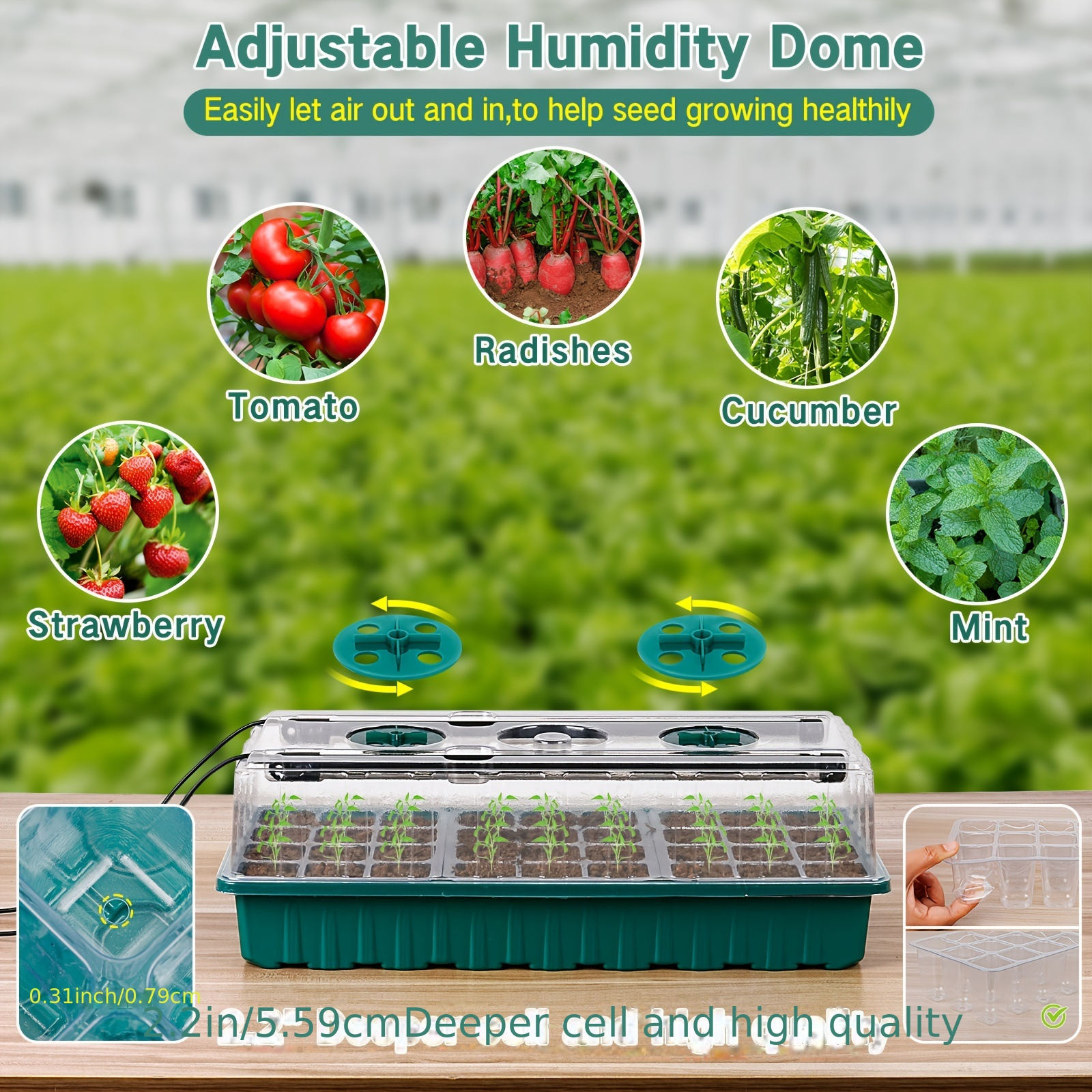 2PCS 72-Cell Seed Growing Kit  - đánh giá và giá Humidity Dome Kit