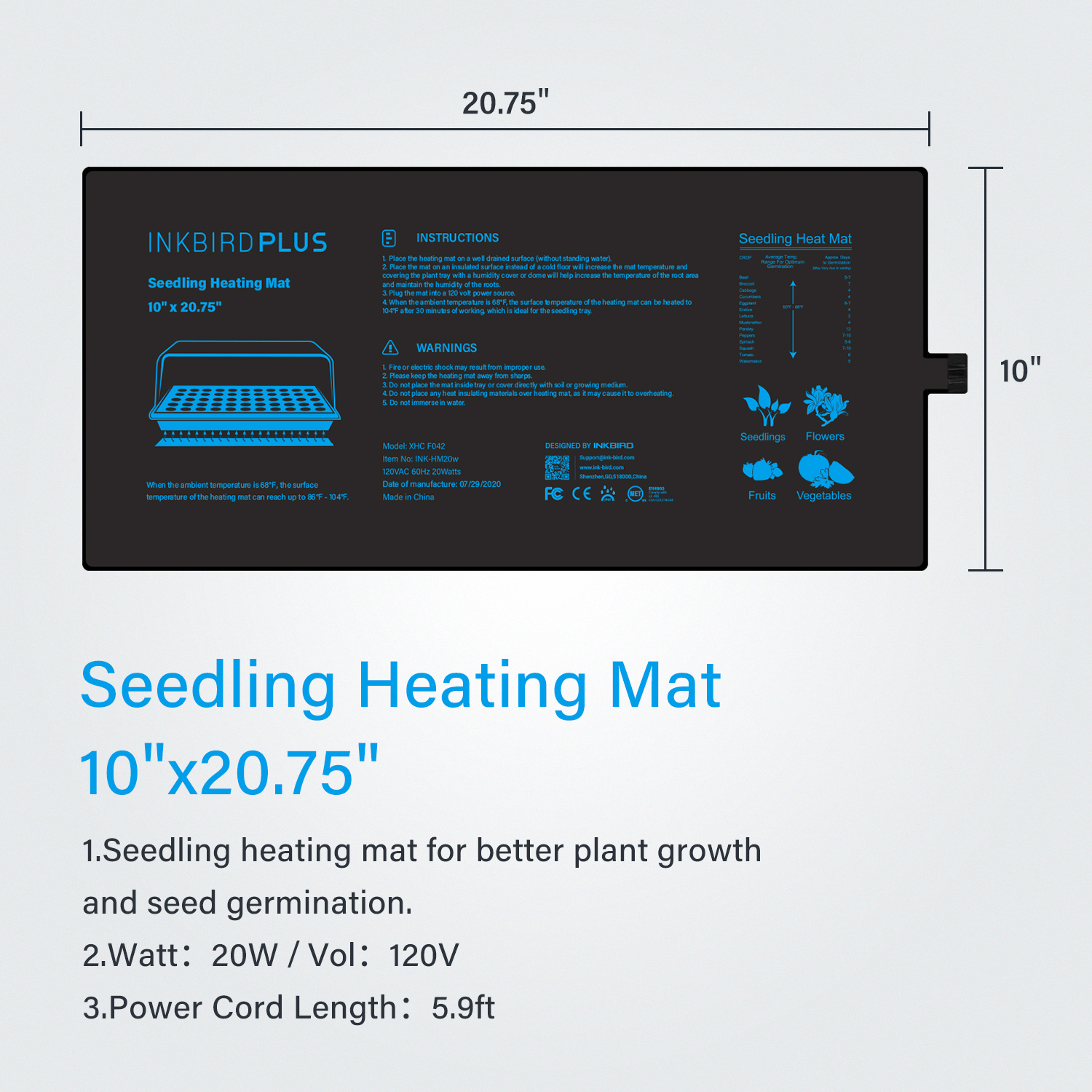 20.75X10CM EU/Mỹ/Anh/Âu Cắm Câ - đánh giá và giá Heat Mat Seedling